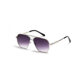Classic silver metal aviator sunglasses with purple gradient lenses for men and women - Silver Frame / Gradient Grey Lens