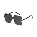 Oversized rimless square sunglasses with gold rivets and dark grey lenses for women - Gold Frame Grey Lens