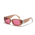 Retro narrow frame sunglasses with transparent brown frame and pink lenses - Tea Frame Purple Red