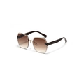 Frameless geometric sunglasses with brown gradient lenses and gold metal rivets - Gradient Tea