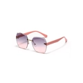 Rimless polygon sunglasses with pink gradient lenses and rivet detail for men and women - Dusty Pink