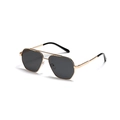Golden pilot sunglasses with dark grey lenses and textured metal frame detail - Gold Frame Grey Lens