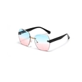 Rimless geometric sunglasses with gradient blue-pink lenses and gold metal accents - Blue & Pink