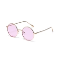 Gafas de sol redondas de metal con lentes rosa púrpura y montura dorada estilo retro - Púrpura Claro