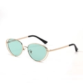 Occhiali da sole vintage gatto con lenti verde menta e montatura in metallo dorato doppio - Montatura Oro Verde