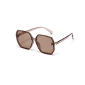 Gafas de sol poligonales de gran tamaño con montura marrón translúcida y tachuelas - Té Claro