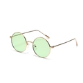 Gafas de sol redondas retro con cristales verde menta y montura fina de metal dorado - Montura Dorada Verde