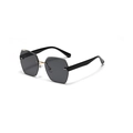 Rimless hexagon sunglasses with dark grey gradient lenses and gold bridge - All Grey