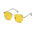 Retro round metal sunglasses featuring stylish gold frames and bright yellow tinted lenses - Gold Frame Yellow Lenses