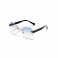 Frameless polygonal sunglasses with blue-yellow gradient lenses and gold metal bridge - Blue and Yellow