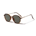 Gafas de sol redondas retro con montura de leopardo y patillas de metal dorado - Carey/Lentes Verde Oscuro