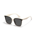 Occhiali da sole quadrati beige moderni con lenti scure e rivetti in vista a 45 gradi - Montatura Beige Lente Grigia