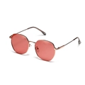 Trendy round rose gold metal sunglasses with stylish translucent red polygon lenses - Gold Frame Pink Lens