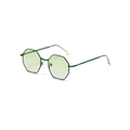 Octagonale groene metalen zonnebril met groen verlopende glazen voor retro look - Groen