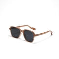 Oversized square sunglasses with translucent brown frame and dark grey polarized lenses - Tea Frame Gray Lens