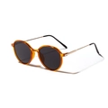 Gafas de sol redondas retro ámbar con patillas de metal dorado y lentes oscuras - Montura Naranja Lente Gris