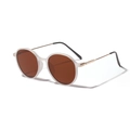 Retro round sunglasses with translucent matte white frames and brown tinted lenses - Frosted Transparent Tea