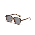 Classic tortoiseshell square sunglasses with dark grey lenses and silver metal hinges - Tortoiseshell Light Gray Lens