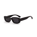 Lunettes de soleil rectangulaires noires rétro avec monture épaisse et verres foncés - Noir Brillant / Gris