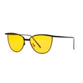 Cat-Eye-Sonnenbrille mit schwarzem Metallrahmen und gelben transparenten Gläsern - Gelb