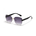 Square rimless sunglasses with purple gradient lenses and diamond-cut edges for men and women - Double Grey Lenses