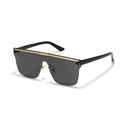 Frameless oversized square sunglasses with dark grey lenses and golden metal trim - Black Frame Grey Lens