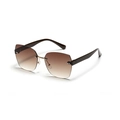 Frameless square oversized sunglasses with brown gradient lenses and gold accents - Gradient Tea