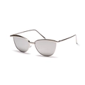 Cat-Eye-Metallsonnenbrille mit silbernen Spiegelgläsern und feinem Silberrahmen - Silber verspiegelt