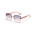Frameless oversized sunglasses with purple-pink gradient lenses and gold bridge - Grey Pink