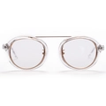 Gafas redondas retro con montura transparente y puente de metal dorado para hombres y mujeres - Transparente Liso