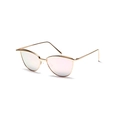 Sonnenbrille mit rosa verspiegelten Gläsern und schmalem goldfarbenem Cat-Eye-Rahmen - Rosa