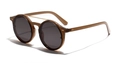 Retro round double bridge sunglasses with tea colored frames and dark gray lenses - Retro Tea