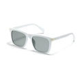 Square white frame sunglasses with gray lenses and gold arrow metal decorative accents - White Frame Gray Lens