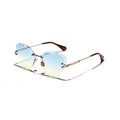 Gafas de sol cat-eye sin montura con lentes degradadas azul-amarillo y montura de metal oro - Azul y Amarillo (Arriba Azul Abajo Amarillo)