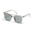 Modern square oversized sunglasses with transparent frames and gray lenses in side view - Smoke Gray