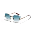 Gafas de sol cat-eye sin montura con lentes degradadas azules y montura de metal dorado - Azul
