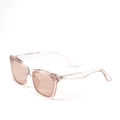 Retro vierkante roze transparante zonnebril met klinknagels en bruine glazen - Lichte thee