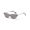 Gafas de sol de ojo de gato sin montura para mujer con lentes grises y patillas doradas - Gris claro
