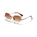 Gafas de sol ojo de gato sin montura con lentes degradadas marrones y patillas doradas - Marrón