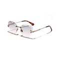 Gafas de sol de ojo de gato sin montura con degradado rosa y marco de metal dorado - Gris Rosa