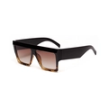 Square black and tortoiseshell oversized sunglasses with brown gradient lenses - Top Black Bottom Tortoiseshell
