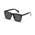Classic black square oversized sunglasses with dark grey lenses and silver rivets - Bright Black / Gray
