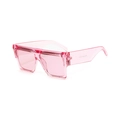 Occhiali da sole quadrati rosa trasparente per donna con lenti piatte alla moda - Rosa Trasparente
