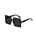 Übergroße quadratische schwarze Sonnenbrille mit dickem Rahmen und goldenen Details - Glänzendes Schwarz / Grau