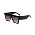 Occhiali da sole quadrati oversize con montatura nera e lenti sfumate viola grigio - Nero Lucido / Sfumato Grigio