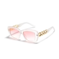 Gafas de sol cuadradas blanco translúcido con lentes degradadas rosa y patillas de cadena - Rosa Degradado Mate