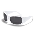 Occhiali da sole Y2K quadrati futuristici con montatura bianca e lenti nere - Bianco
