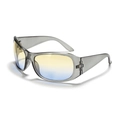 Occhiali da sole sportivi Y2K futuristici grigio trasparente con lenti sfumate giallo-blu - Grigio Moderno