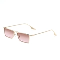 Vintage metal gold frame small rectangular sunglasses with pink gradient lenses - Tea Pink