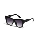 Punk schwarze Cat-Eye Sonnenbrille mit lila Verlaufsgläsern und silbernen Nieten - Glänzendes Schwarz / Grau